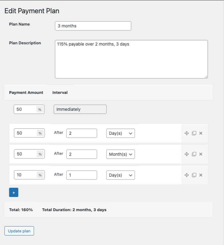 WooCommerce Deposits payment plan