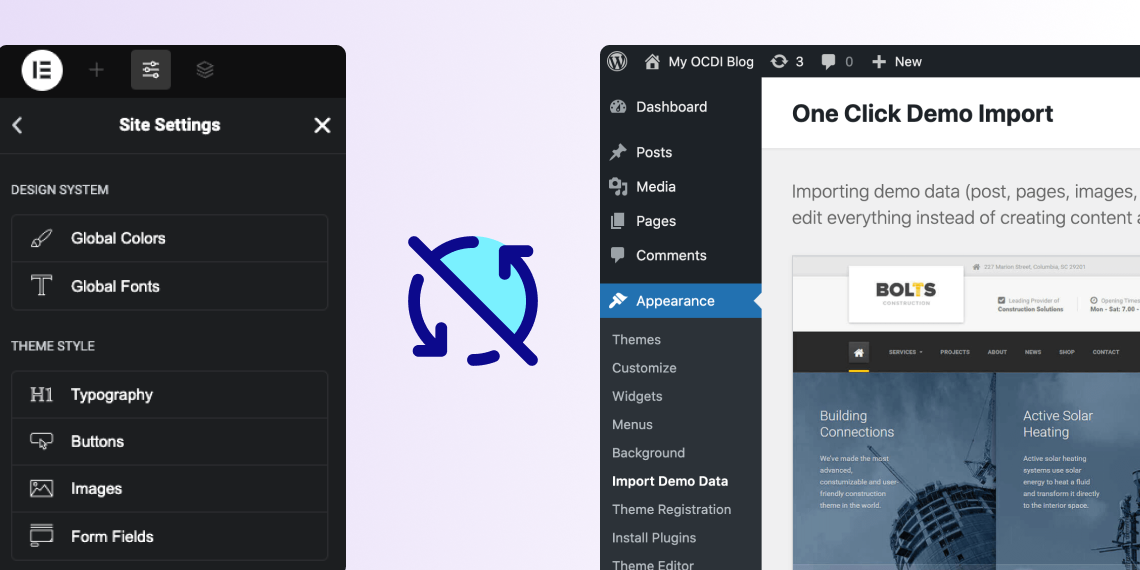 ocdi elementor global settings